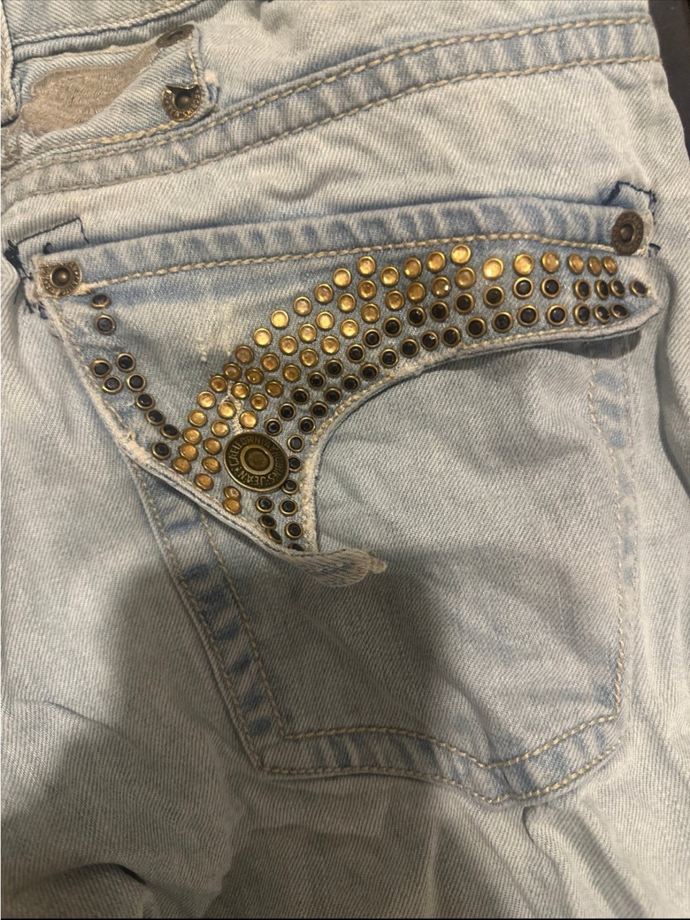 Robin's Jean Light Blue mens Jeans with Gold Stud Detailing